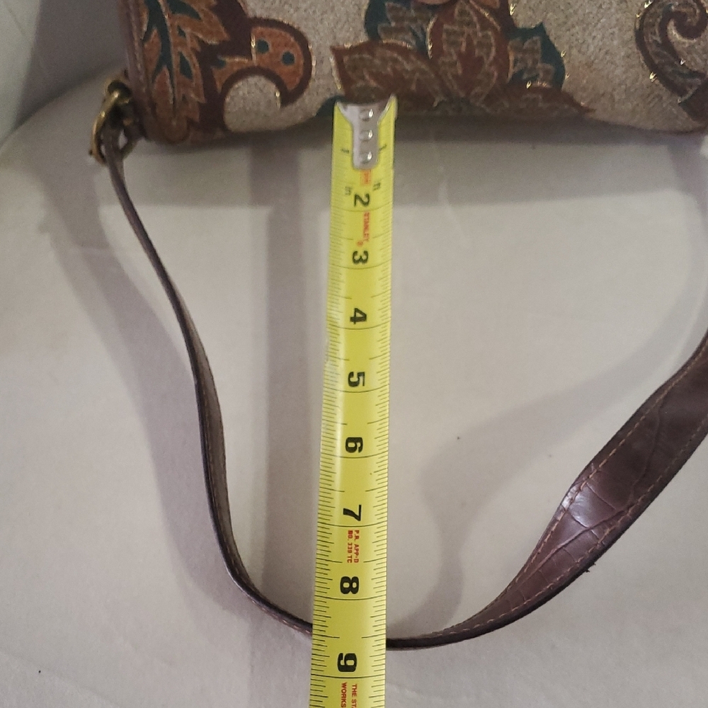 Vtg Mario  Valentino Brown and Gold Patterned Shoulder Bag - Picture 7 of 15